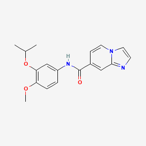 molecular formula C18H19N3O3 B7655028 N-(4-methoxy-3-propan-2-yloxyphenyl)imidazo[1,2-a]pyridine-7-carboxamide 