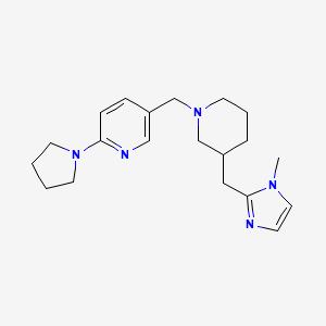 molecular formula C20H29N5 B7655208 5-[[3-[(1-Methylimidazol-2-yl)methyl]piperidin-1-yl]methyl]-2-pyrrolidin-1-ylpyridine 