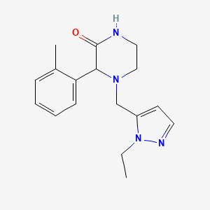 molecular formula C17H22N4O B7655306 4-[(2-Ethylpyrazol-3-yl)methyl]-3-(2-methylphenyl)piperazin-2-one 