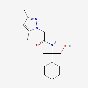 molecular formula C16H27N3O2 B7655462 N-(2-cyclohexyl-1-hydroxypropan-2-yl)-2-(3,5-dimethylpyrazol-1-yl)acetamide 