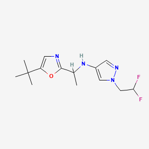 molecular formula C14H20F2N4O B7655507 N-[1-(5-tert-butyl-1,3-oxazol-2-yl)ethyl]-1-(2,2-difluoroethyl)pyrazol-4-amine 