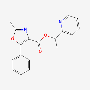 molecular formula C18H16N2O3 B7655564 1-Pyridin-2-ylethyl 2-methyl-5-phenyl-1,3-oxazole-4-carboxylate 