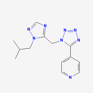 molecular formula C13H16N8 B7655736 4-[1-[[2-(2-Methylpropyl)-1,2,4-triazol-3-yl]methyl]tetrazol-5-yl]pyridine 
