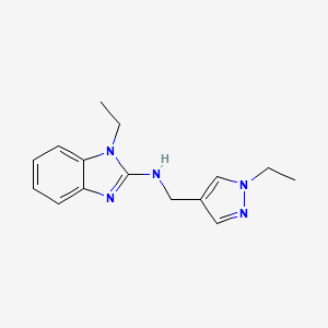 molecular formula C15H19N5 B7655925 1-ethyl-N-[(1-ethylpyrazol-4-yl)methyl]benzimidazol-2-amine 