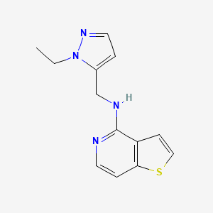 molecular formula C13H14N4S B7655988 N-[(2-ethylpyrazol-3-yl)methyl]thieno[3,2-c]pyridin-4-amine 