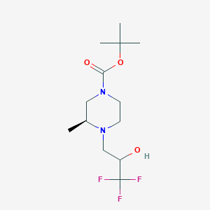 molecular formula C13H23F3N2O3 B7656351 tert-butyl (3S)-3-methyl-4-(3,3,3-trifluoro-2-hydroxypropyl)piperazine-1-carboxylate 