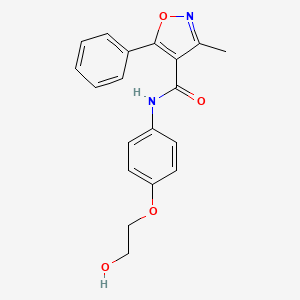 molecular formula C19H18N2O4 B7656425 N-[4-(2-hydroxyethoxy)phenyl]-3-methyl-5-phenyl-1,2-oxazole-4-carboxamide 
