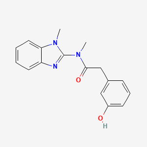 molecular formula C17H17N3O2 B7656543 2-(3-hydroxyphenyl)-N-methyl-N-(1-methylbenzimidazol-2-yl)acetamide 
