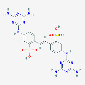 molecular formula C20H20N12O6S2 B076567 4,4'-Bis((4,6-diamino-1,3,5-triazin-2-yl)amino)stilbene-2,2'-disulphonic acid CAS No. 10586-07-9