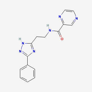 molecular formula C15H14N6O B7657798 N-[2-(3-phenyl-1H-1,2,4-triazol-5-yl)ethyl]pyrazine-2-carboxamide 