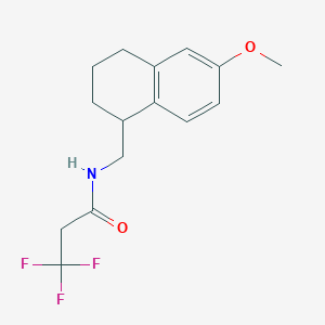 molecular formula C15H18F3NO2 B7657828 3,3,3-trifluoro-N-[(6-methoxy-1,2,3,4-tetrahydronaphthalen-1-yl)methyl]propanamide 