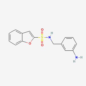molecular formula C15H14N2O3S B7657950 N-[(3-aminophenyl)methyl]-1-benzofuran-2-sulfonamide 