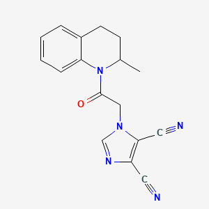 molecular formula C17H15N5O B7658249 1-[2-(2-methyl-3,4-dihydro-2H-quinolin-1-yl)-2-oxoethyl]imidazole-4,5-dicarbonitrile 