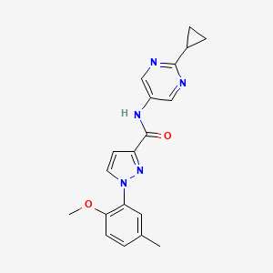 molecular formula C19H19N5O2 B7658272 N-(2-cyclopropylpyrimidin-5-yl)-1-(2-methoxy-5-methylphenyl)pyrazole-3-carboxamide 