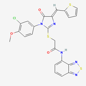molecular formula C23H16ClN5O3S3 B7658357 N-(2,1,3-benzothiadiazol-4-yl)-2-[(4Z)-1-(3-chloro-4-methoxyphenyl)-5-oxo-4-(thiophen-2-ylmethylidene)imidazol-2-yl]sulfanylacetamide 