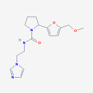molecular formula C16H22N4O3 B7658458 N-(2-imidazol-1-ylethyl)-2-[5-(methoxymethyl)furan-2-yl]pyrrolidine-1-carboxamide 