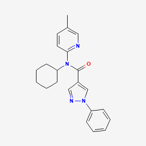 molecular formula C22H24N4O B7658705 N-cyclohexyl-N-(5-methylpyridin-2-yl)-1-phenylpyrazole-4-carboxamide 