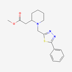 molecular formula C17H21N3O2S B7659126 Methyl 2-[1-[(5-phenyl-1,3,4-thiadiazol-2-yl)methyl]piperidin-2-yl]acetate 