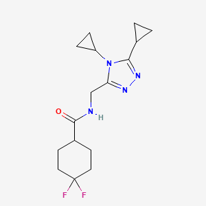 molecular formula C16H22F2N4O B7659244 N-[(4,5-dicyclopropyl-1,2,4-triazol-3-yl)methyl]-4,4-difluorocyclohexane-1-carboxamide 