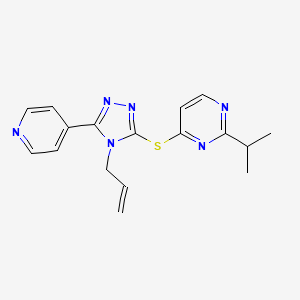 molecular formula C17H18N6S B7659464 2-Propan-2-yl-4-[(4-prop-2-enyl-5-pyridin-4-yl-1,2,4-triazol-3-yl)sulfanyl]pyrimidine 