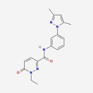 molecular formula C18H19N5O2 B7659503 N-[3-(3,5-dimethylpyrazol-1-yl)phenyl]-1-ethyl-6-oxopyridazine-3-carboxamide 