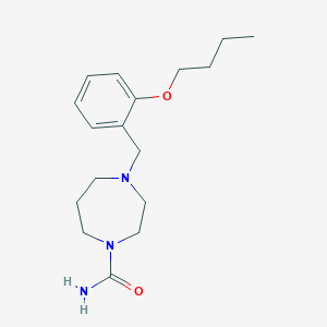 molecular formula C17H27N3O2 B7659561 4-[(2-Butoxyphenyl)methyl]-1,4-diazepane-1-carboxamide 