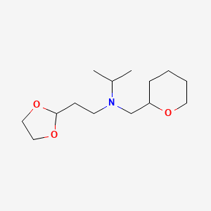 molecular formula C14H27NO3 B7659665 N-[2-(1,3-dioxolan-2-yl)ethyl]-N-(oxan-2-ylmethyl)propan-2-amine 