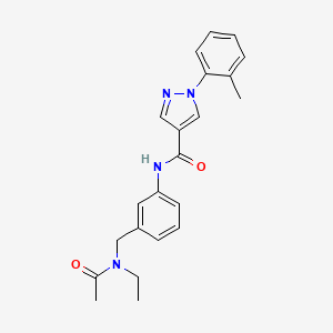 molecular formula C22H24N4O2 B7659745 N-[3-[[acetyl(ethyl)amino]methyl]phenyl]-1-(2-methylphenyl)pyrazole-4-carboxamide 