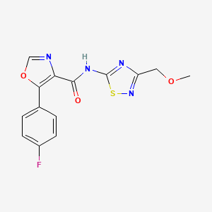 molecular formula C14H11FN4O3S B7659897 5-(4-fluorophenyl)-N-[3-(methoxymethyl)-1,2,4-thiadiazol-5-yl]-1,3-oxazole-4-carboxamide 