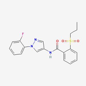 molecular formula C19H18FN3O3S B7660263 N-[1-(2-fluorophenyl)pyrazol-4-yl]-2-propylsulfonylbenzamide 