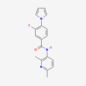 molecular formula C18H16FN3O B7660339 N-(2,6-dimethylpyridin-3-yl)-3-fluoro-4-pyrrol-1-ylbenzamide 