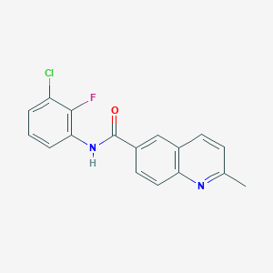 molecular formula C17H12ClFN2O B7660431 N-(3-chloro-2-fluorophenyl)-2-methylquinoline-6-carboxamide 