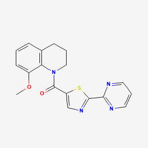 molecular formula C18H16N4O2S B7660485 (8-methoxy-3,4-dihydro-2H-quinolin-1-yl)-(2-pyrimidin-2-yl-1,3-thiazol-5-yl)methanone 