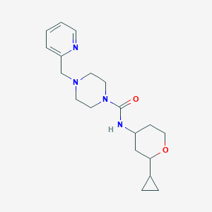molecular formula C19H28N4O2 B7660532 N-(2-cyclopropyloxan-4-yl)-4-(pyridin-2-ylmethyl)piperazine-1-carboxamide 