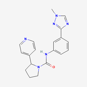 molecular formula C19H20N6O B7660556 N-[3-(1-methyl-1,2,4-triazol-3-yl)phenyl]-2-pyridin-4-ylpyrrolidine-1-carboxamide 