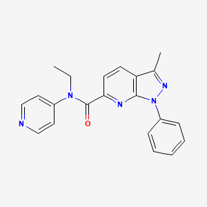 molecular formula C21H19N5O B7660651 N-ethyl-3-methyl-1-phenyl-N-pyridin-4-ylpyrazolo[3,4-b]pyridine-6-carboxamide 