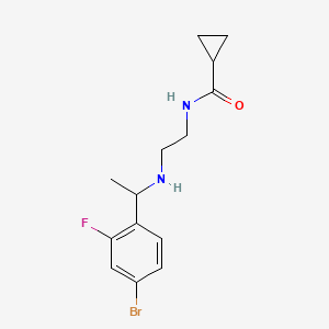molecular formula C14H18BrFN2O B7660658 N-[2-[1-(4-bromo-2-fluorophenyl)ethylamino]ethyl]cyclopropanecarboxamide 