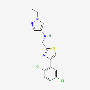 molecular formula C15H14Cl2N4S B7660744 N-[[4-(2,5-dichlorophenyl)-1,3-thiazol-2-yl]methyl]-1-ethylpyrazol-4-amine 