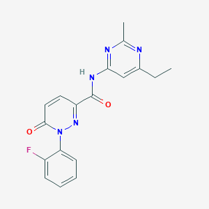 molecular formula C18H16FN5O2 B7661206 N-(6-ethyl-2-methylpyrimidin-4-yl)-1-(2-fluorophenyl)-6-oxopyridazine-3-carboxamide 