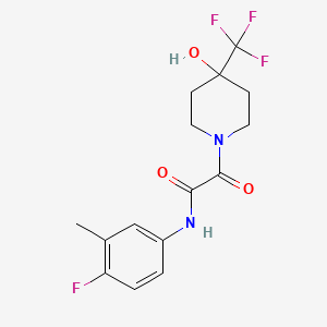molecular formula C15H16F4N2O3 B7661241 N-(4-fluoro-3-methylphenyl)-2-[4-hydroxy-4-(trifluoromethyl)piperidin-1-yl]-2-oxoacetamide 