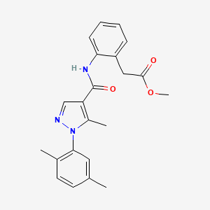 molecular formula C22H23N3O3 B7661851 Methyl 2-[2-[[1-(2,5-dimethylphenyl)-5-methylpyrazole-4-carbonyl]amino]phenyl]acetate 