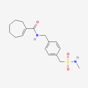 molecular formula C17H24N2O3S B7662035 N-[[4-(methylsulfamoylmethyl)phenyl]methyl]cycloheptene-1-carboxamide 