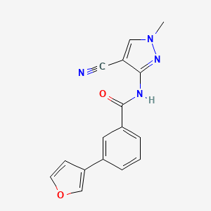molecular formula C16H12N4O2 B7662183 N-(4-cyano-1-methylpyrazol-3-yl)-3-(furan-3-yl)benzamide 