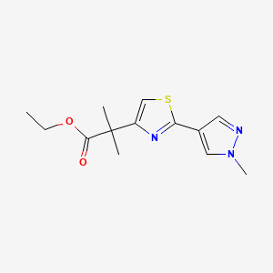 molecular formula C13H17N3O2S B7662301 Ethyl 2-methyl-2-[2-(1-methylpyrazol-4-yl)-1,3-thiazol-4-yl]propanoate 