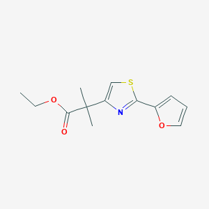 molecular formula C13H15NO3S B7662327 Ethyl 2-[2-(furan-2-yl)-1,3-thiazol-4-yl]-2-methylpropanoate 
