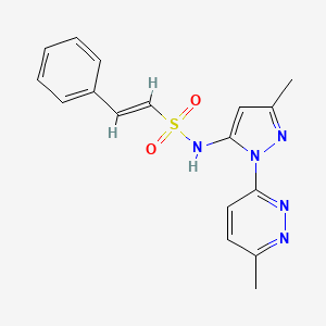 molecular formula C17H17N5O2S B7662338 N-[3-methyl-1-(6-methylpyridazin-3-yl)-1H-pyrazol-5-yl]-2-phenylethene-1-sulfonamide 