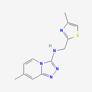 molecular formula C12H13N5S B7662394 7-methyl-N-[(4-methyl-1,3-thiazol-2-yl)methyl]-[1,2,4]triazolo[4,3-a]pyridin-3-amine 