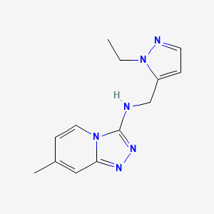 molecular formula C13H16N6 B7662423 N-[(2-ethylpyrazol-3-yl)methyl]-7-methyl-[1,2,4]triazolo[4,3-a]pyridin-3-amine 