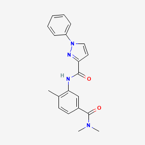 molecular formula C20H20N4O2 B7662503 N-[5-(dimethylcarbamoyl)-2-methylphenyl]-1-phenylpyrazole-3-carboxamide 