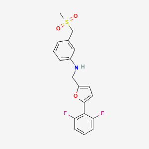 molecular formula C19H17F2NO3S B7662582 N-[[5-(2,6-difluorophenyl)furan-2-yl]methyl]-3-(methylsulfonylmethyl)aniline 